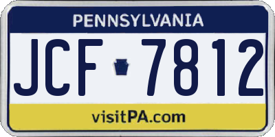 PA license plate JCF7812