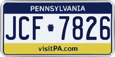 PA license plate JCF7826