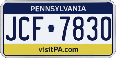 PA license plate JCF7830