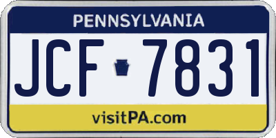 PA license plate JCF7831
