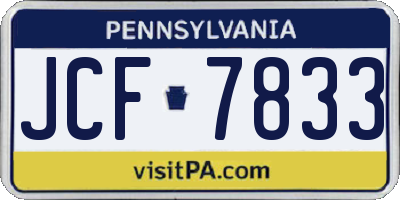 PA license plate JCF7833