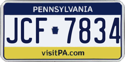 PA license plate JCF7834