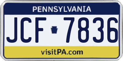 PA license plate JCF7836