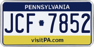 PA license plate JCF7852