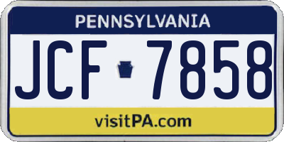 PA license plate JCF7858