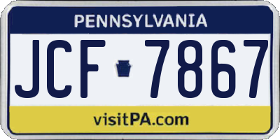 PA license plate JCF7867