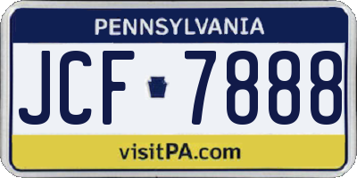 PA license plate JCF7888