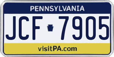 PA license plate JCF7905