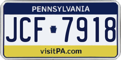 PA license plate JCF7918