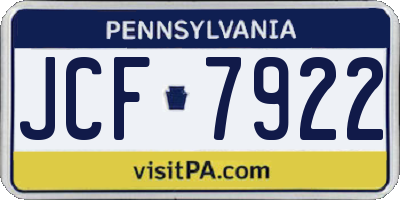 PA license plate JCF7922