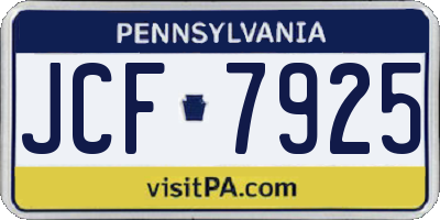 PA license plate JCF7925