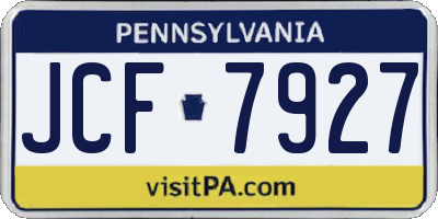 PA license plate JCF7927