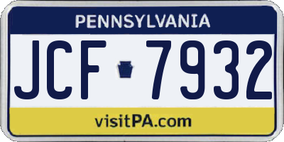 PA license plate JCF7932