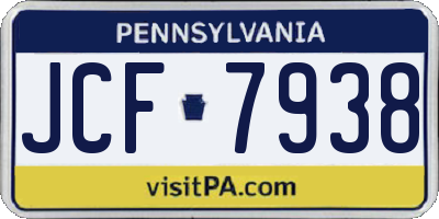PA license plate JCF7938
