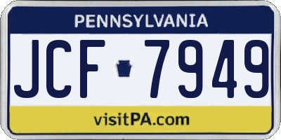 PA license plate JCF7949