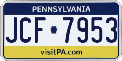 PA license plate JCF7953