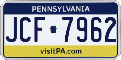 PA license plate JCF7962