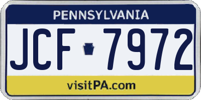 PA license plate JCF7972