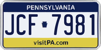 PA license plate JCF7981