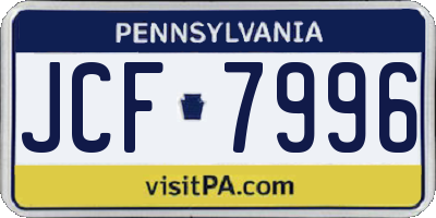 PA license plate JCF7996