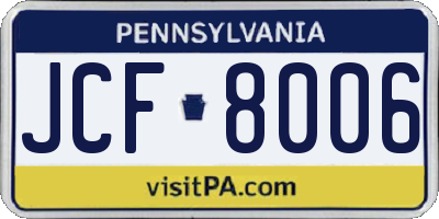 PA license plate JCF8006