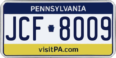 PA license plate JCF8009