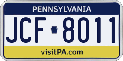 PA license plate JCF8011