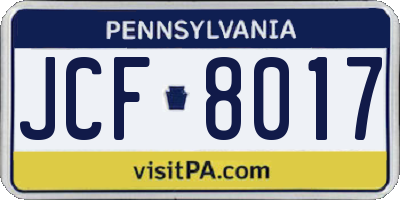 PA license plate JCF8017