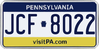 PA license plate JCF8022