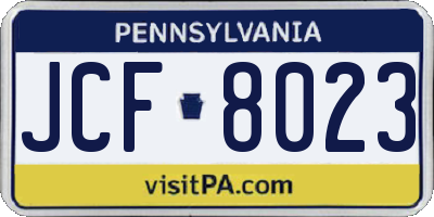 PA license plate JCF8023