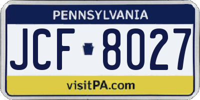 PA license plate JCF8027