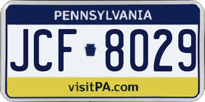 PA license plate JCF8029