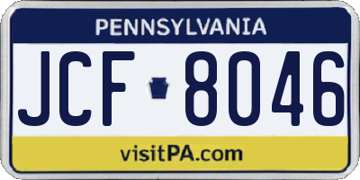 PA license plate JCF8046