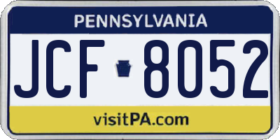 PA license plate JCF8052
