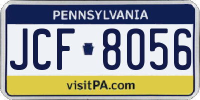 PA license plate JCF8056