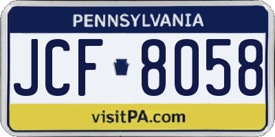 PA license plate JCF8058