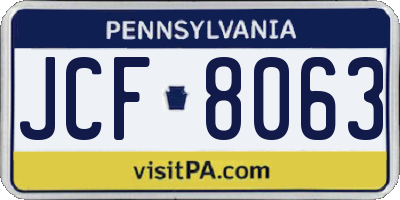 PA license plate JCF8063