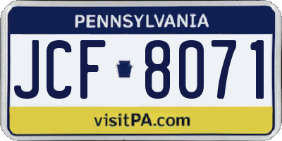 PA license plate JCF8071