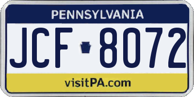 PA license plate JCF8072