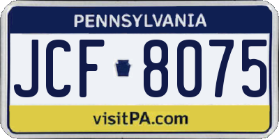 PA license plate JCF8075