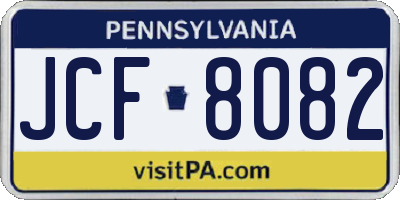 PA license plate JCF8082