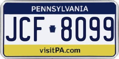 PA license plate JCF8099