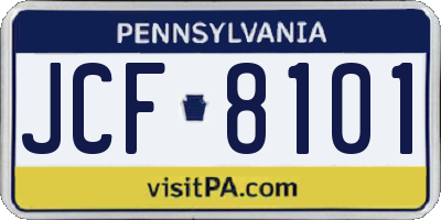 PA license plate JCF8101