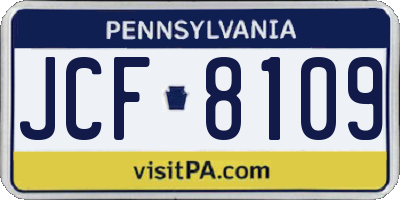 PA license plate JCF8109