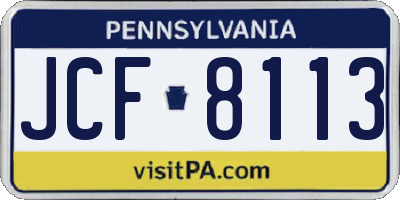 PA license plate JCF8113