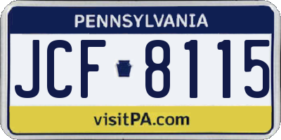 PA license plate JCF8115