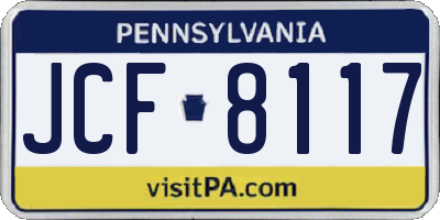 PA license plate JCF8117
