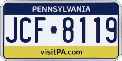 PA license plate JCF8119