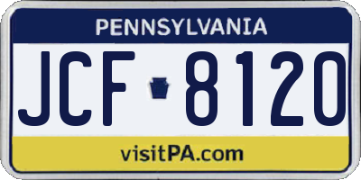 PA license plate JCF8120