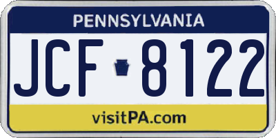PA license plate JCF8122
